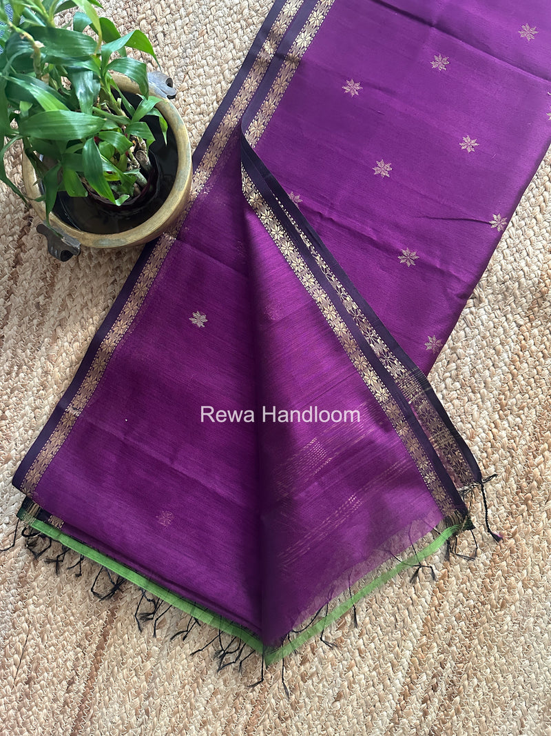 Dark Purple Star Butti Maheshwari Saree SSB011