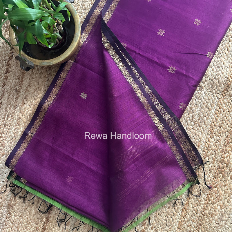 Dark Purple Star Butti Maheshwari Saree SSB011