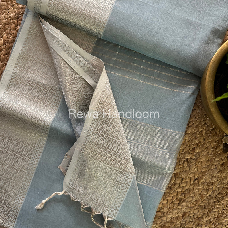 Maheshwari Sky Blue Tissue Silk Saree-SPS10
