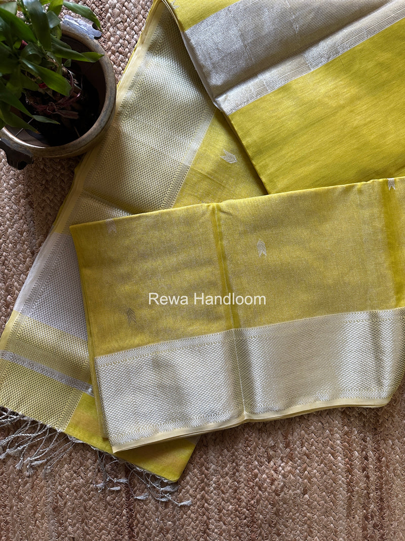 Maheshwari Yellow Tissue Silk Saree TVBS08