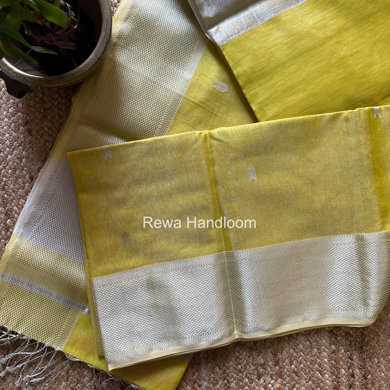 Maheshwari Yellow Tissue Silk Saree TVBS08