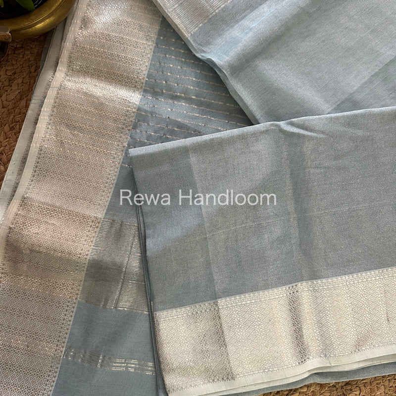 Maheshwari Sky Blue Tissue Silk Saree-SPS10