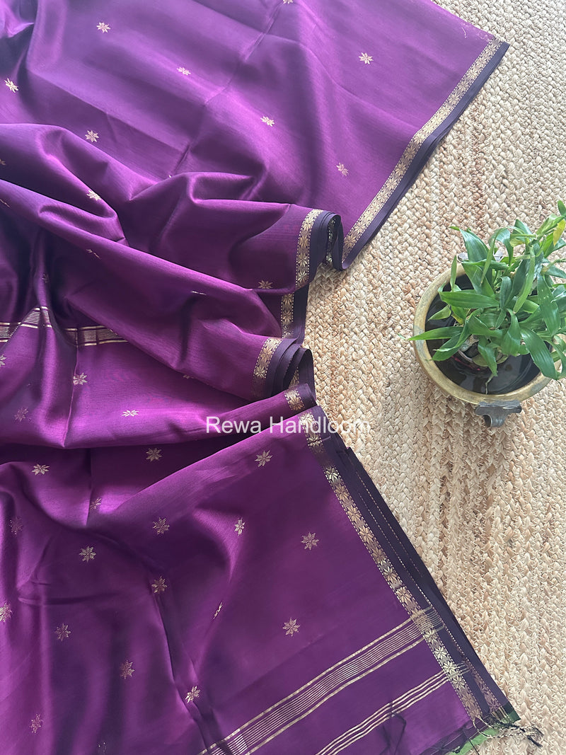 Dark Purple Star Butti Maheshwari Saree SSB011