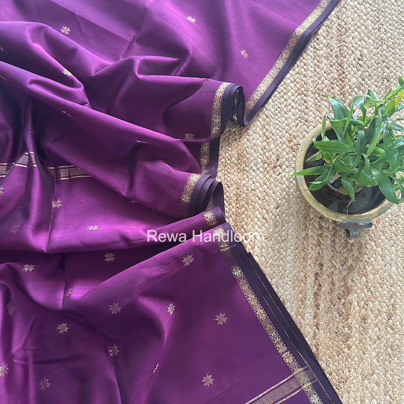 Dark Purple Star Butti Maheshwari Saree SSB011