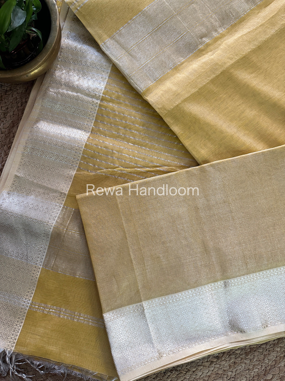 Maheshwari Yellow Tissue Silk Saree-SPS14