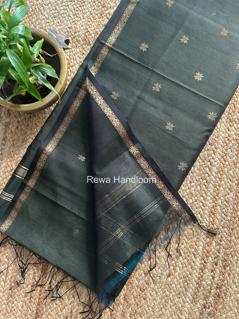 Dark Mehendi Green Star Butti Maheshwari Saree SSB015