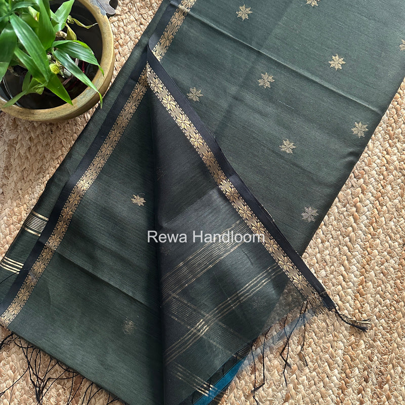 Dark Mehendi Green Star Butti Maheshwari Saree SSB015