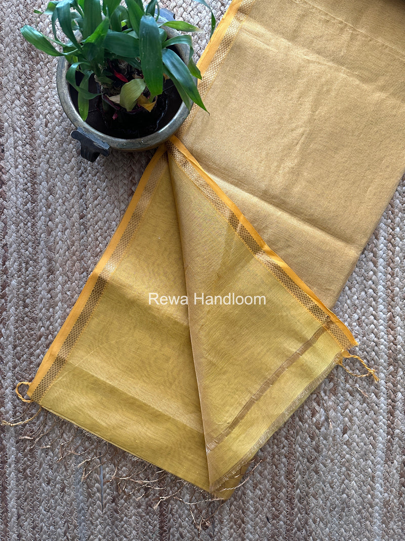 Maheshwari Yellow Tissue Silk Saree TSB016