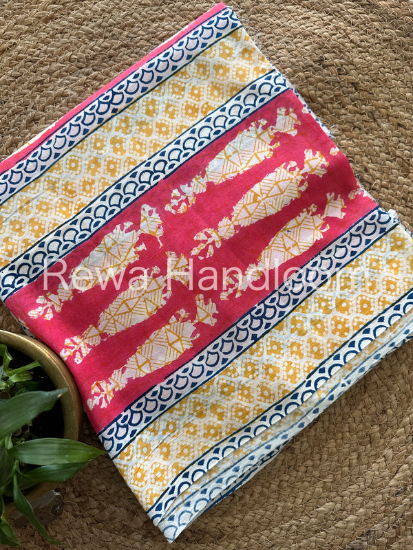 Pink-Blue Indigo Bagh Print Suit BCI018
