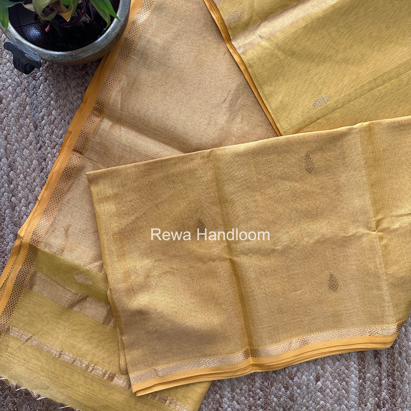 Maheshwari Yellow Tissue Silk Saree TSB016