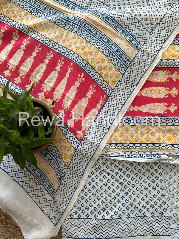 Pink-Blue Indigo Bagh Print Suit BCI018