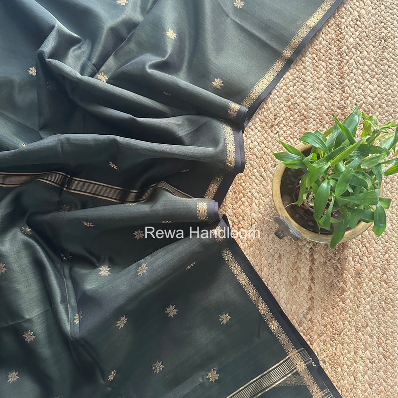Dark Mehendi Green Star Butti Maheshwari Saree SSB015