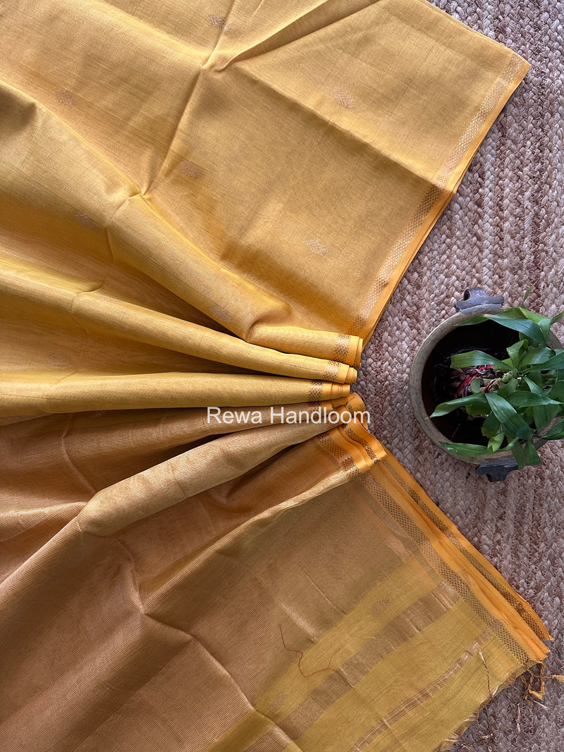 Maheshwari Yellow Tissue Silk Saree TSB016