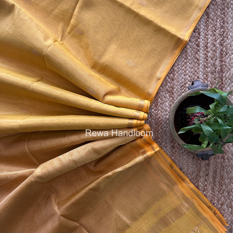 Maheshwari Yellow Tissue Silk Saree TSB016