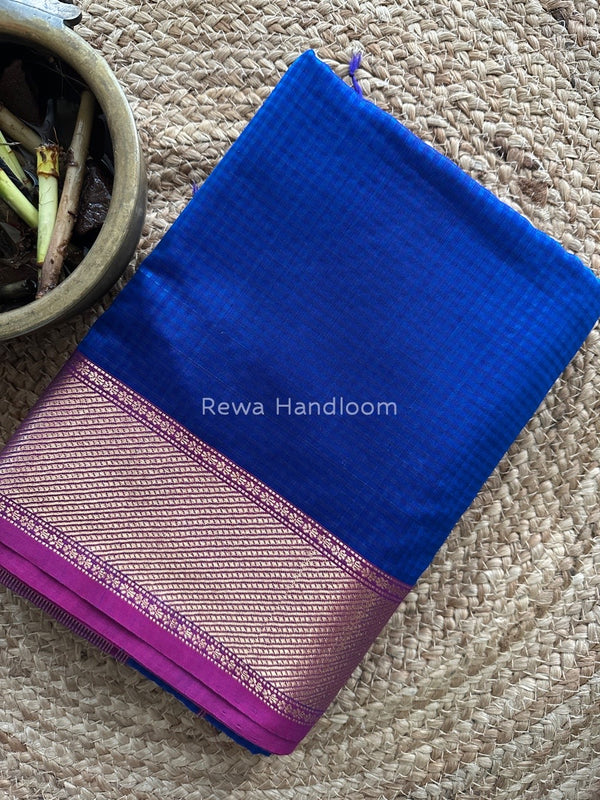 Exclusive Maheshwari 75% Silk Blue Saree SS027