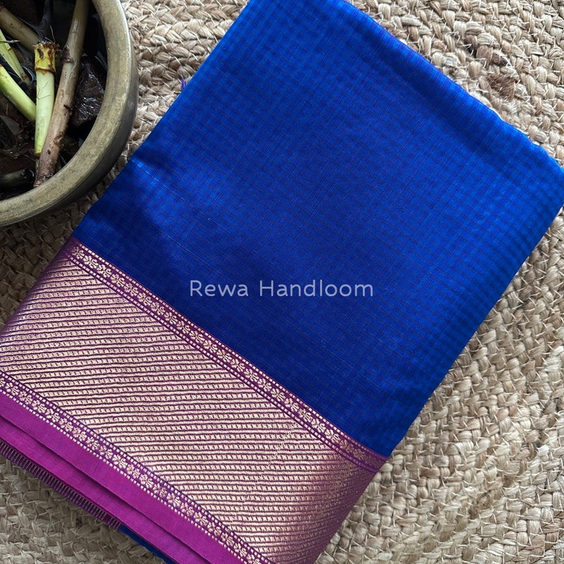 Exclusive Maheshwari 75% Silk Blue Saree SS027