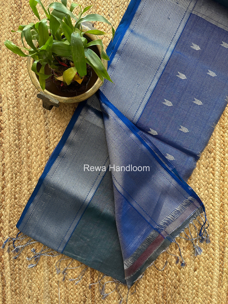 Maheshwari Rama Green Tissue Silk Saree TVBS09