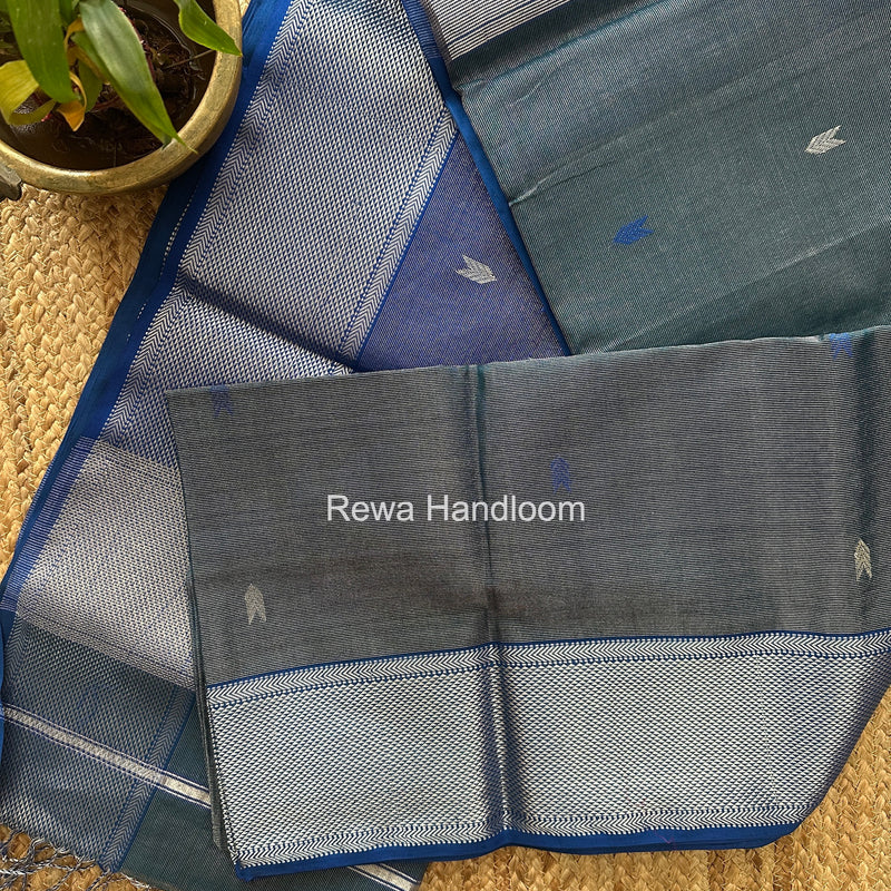 Maheshwari Rama Green Tissue Silk Saree TVBS09