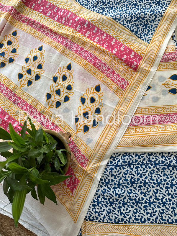 White-Blue Indigo Bagh Print Suit BCI019
