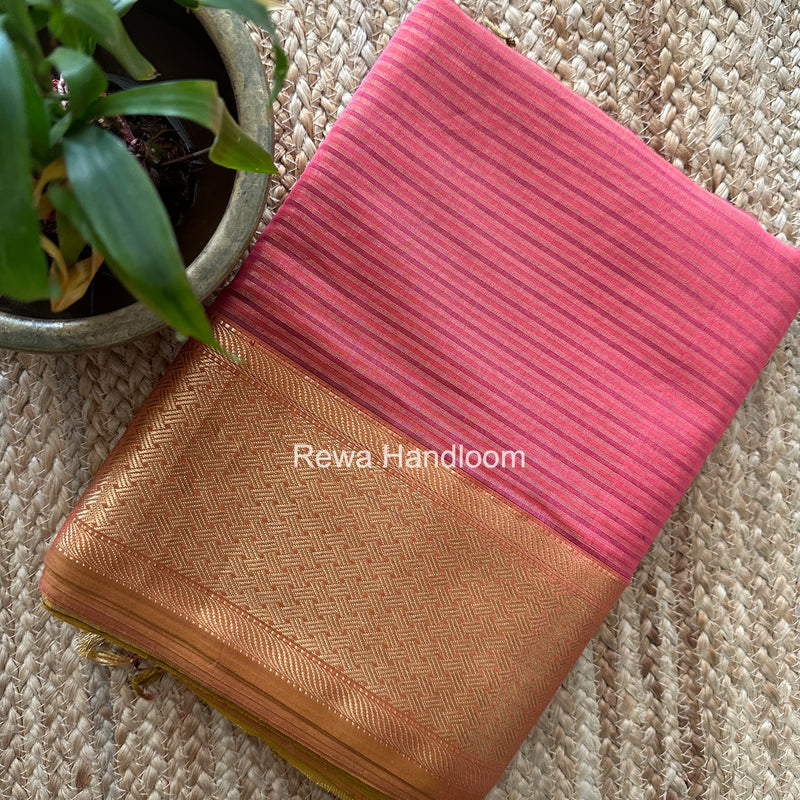 Exclusive Maheshwari Pink Tissue Silk Saree ZTS0189