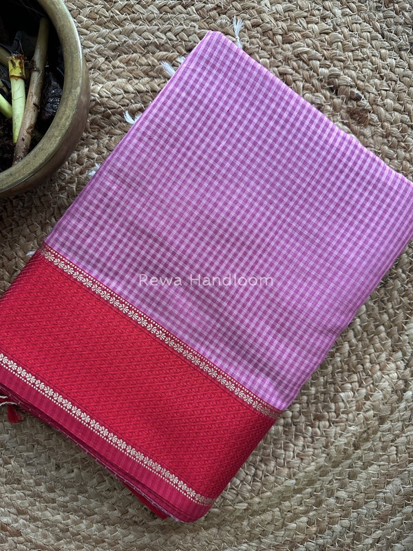 Exclusive Maheshwari 75% Silk Onion Pink Saree SS026