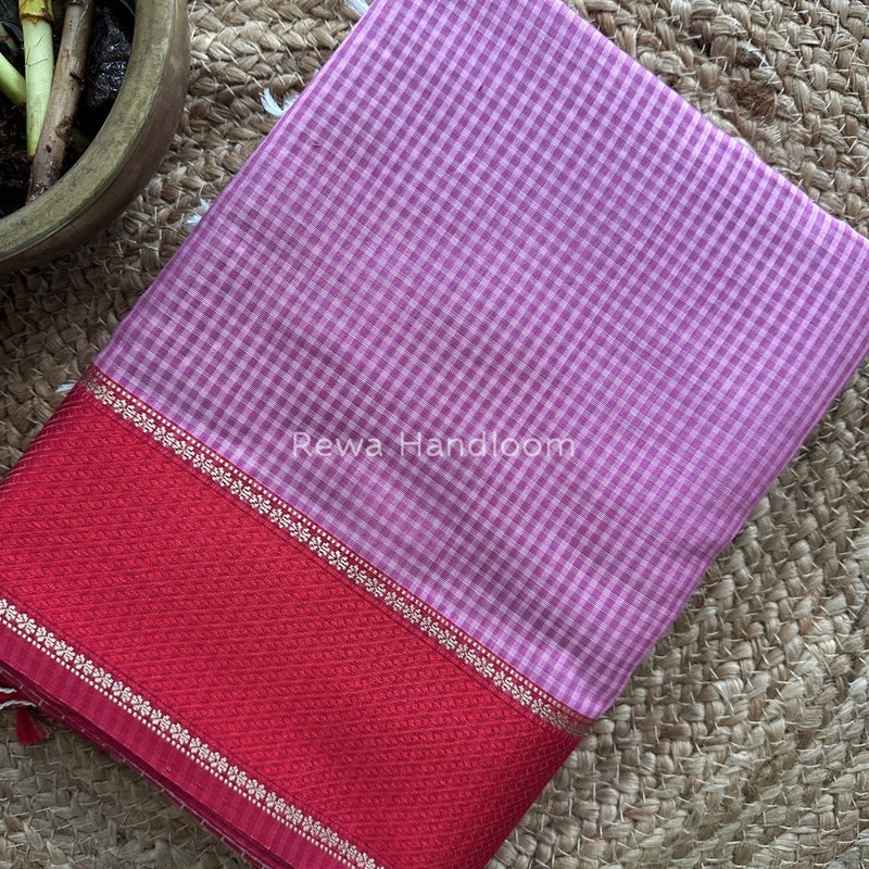 Exclusive Maheshwari 75% Silk Onion Pink Saree SS026