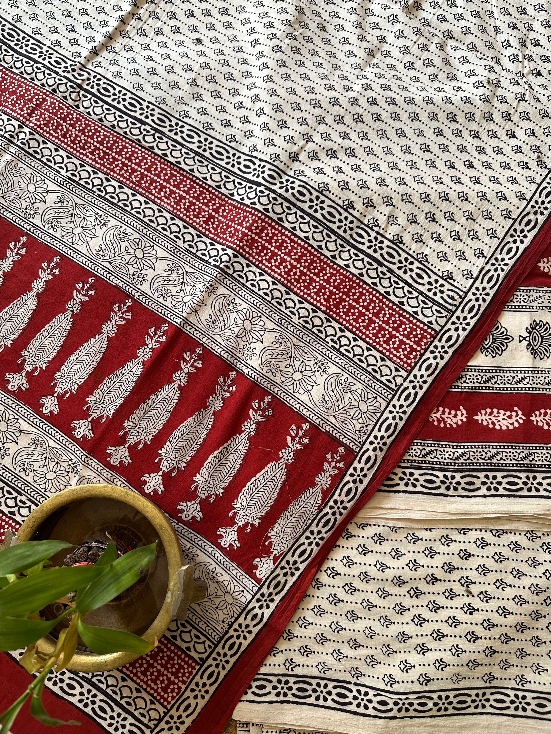 Red-White Bagh Print Cotton Suit-BCS01