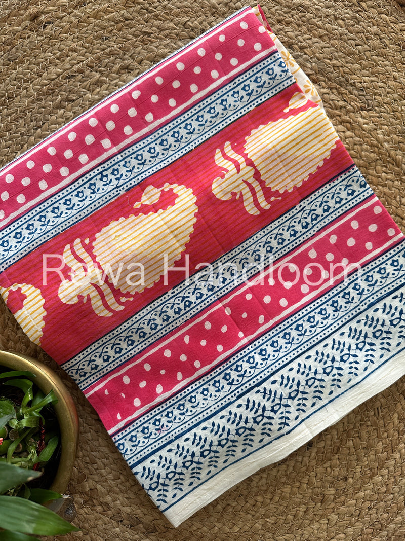 Pink-Yellow Indigo Bagh Print Suit BCI015