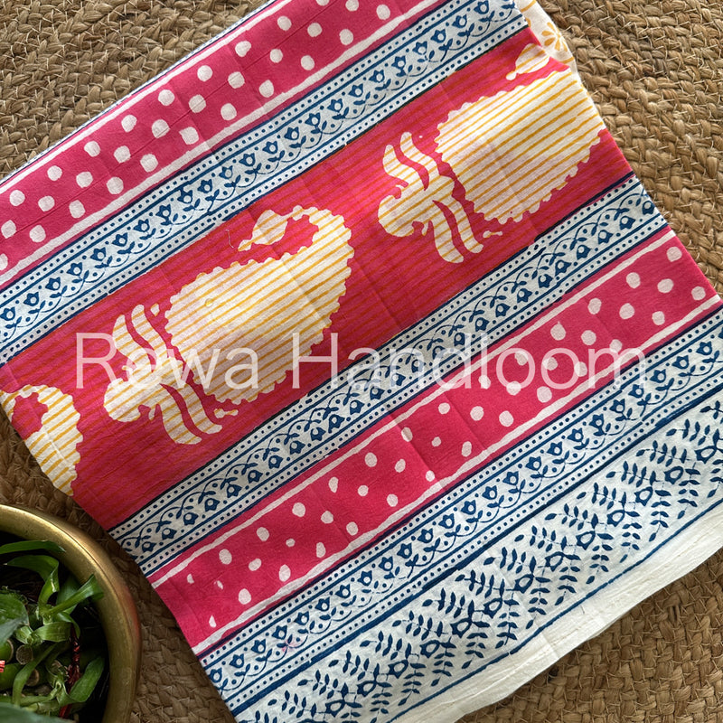 Pink-Yellow Indigo Bagh Print Suit BCI015