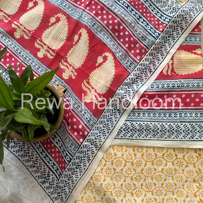 Pink-Yellow Indigo Bagh Print Suit BCI015
