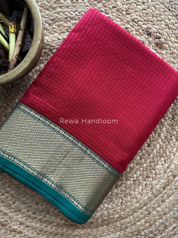 Exclusive Maheshwari 75% Silk Maroon Saree SS031