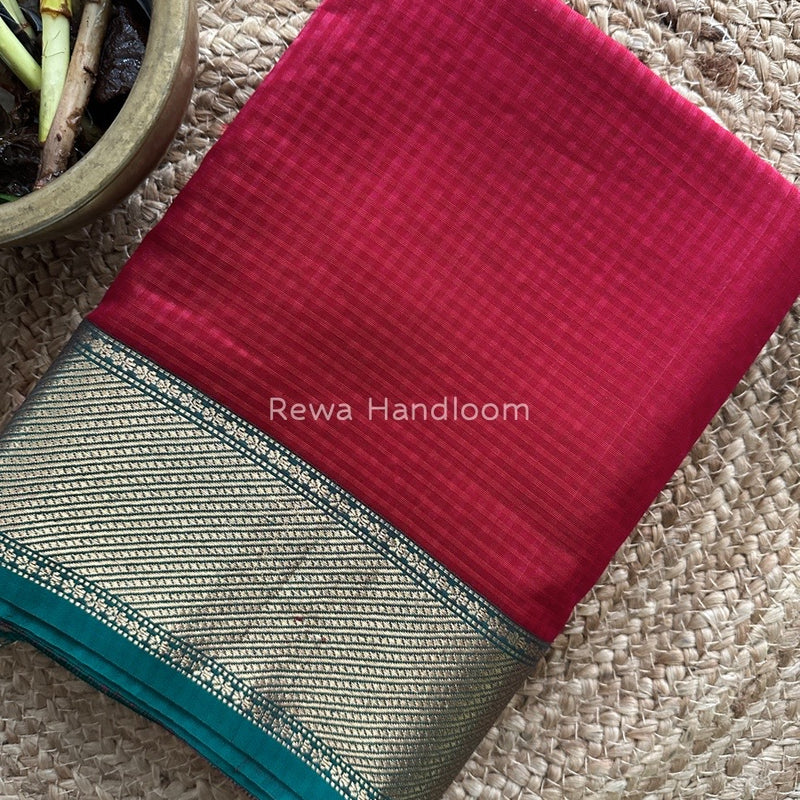 Exclusive Maheshwari 75% Silk Maroon Saree SS031