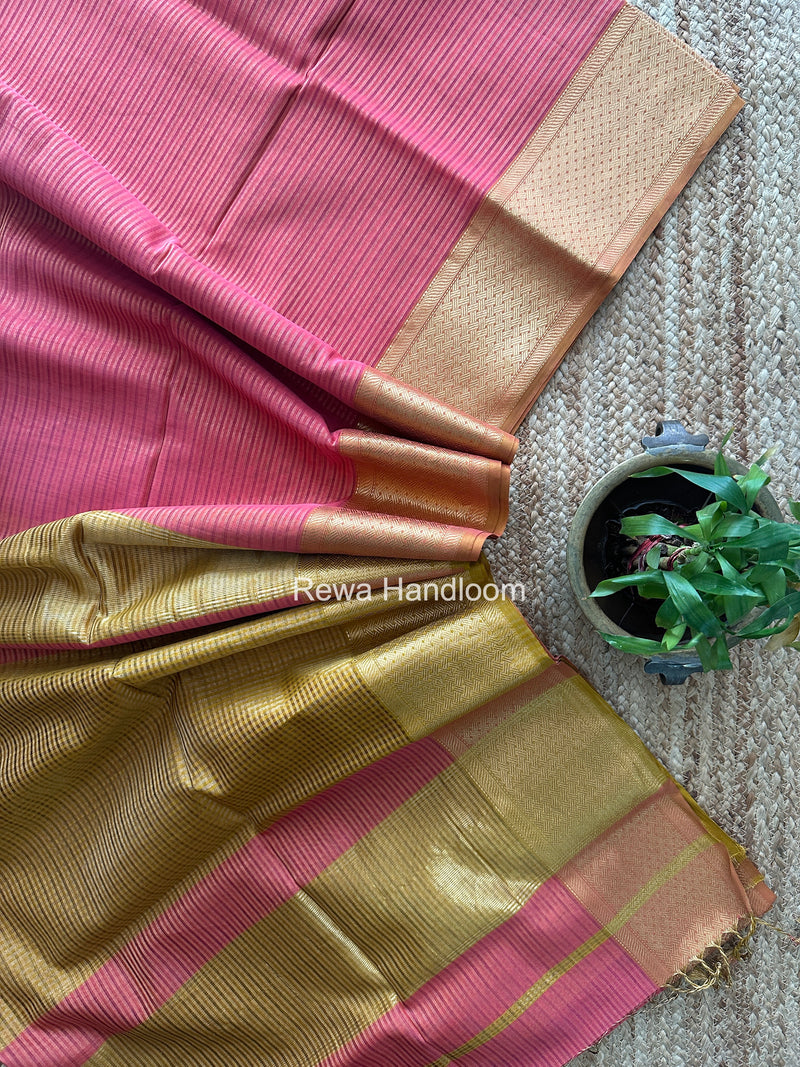 Exclusive Maheshwari Pink Tissue Silk Saree ZTS0189