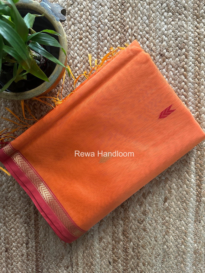 Dark Peach V Butti Maheshwari Saree VBS063