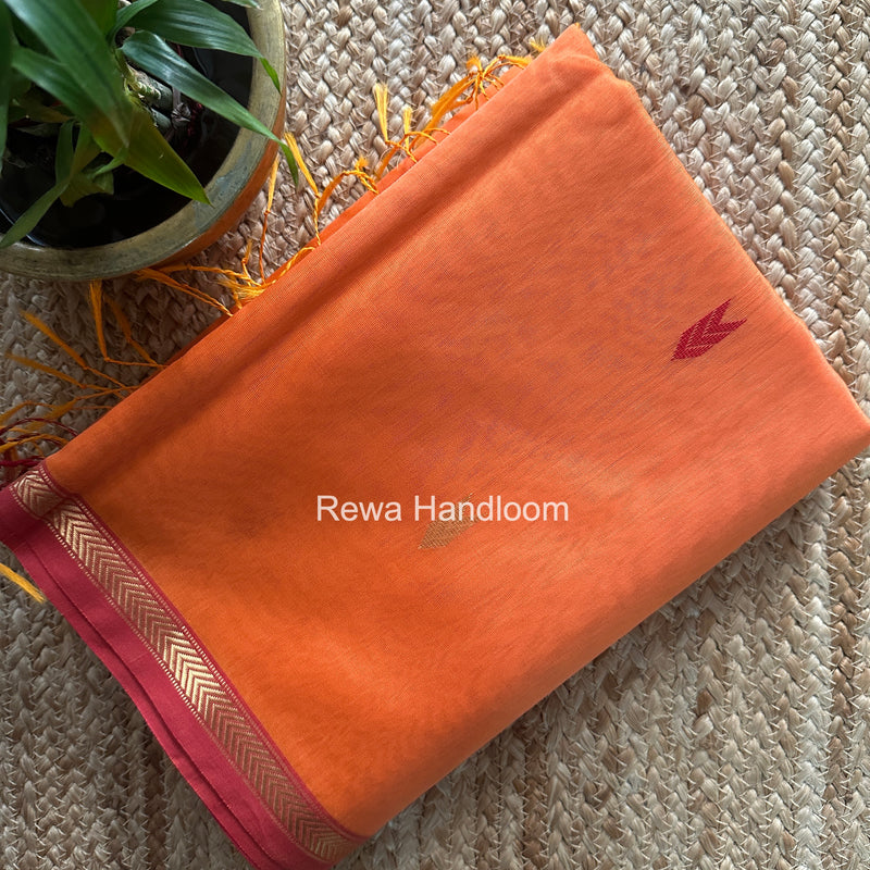Dark Peach V Butti Maheshwari Saree VBS063