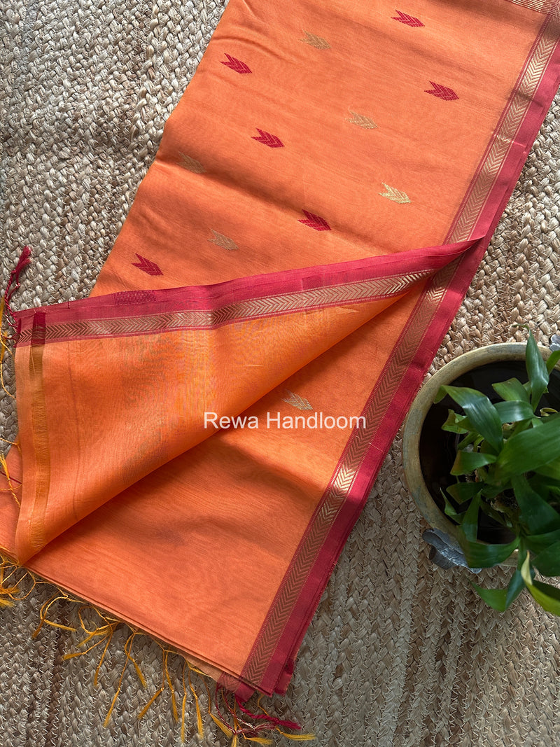 Dark Peach V Butti Maheshwari Saree VBS063