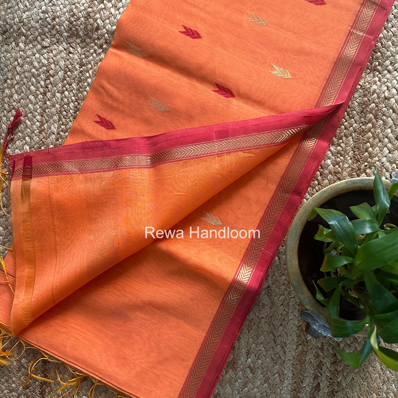 Dark Peach V Butti Maheshwari Saree VBS063