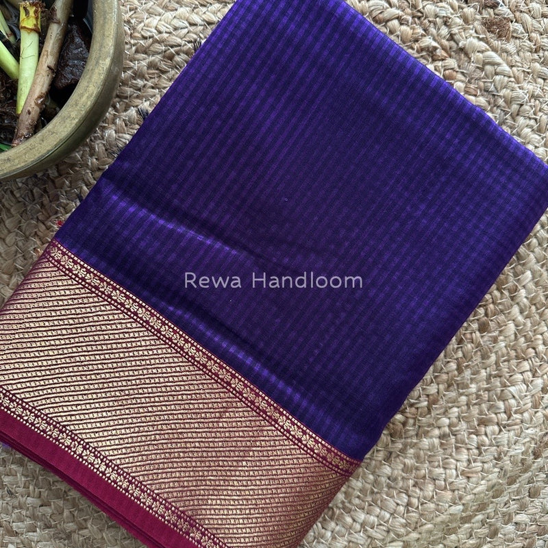 Exclusive Maheshwari 75% Silk Dark Purple Saree SS025