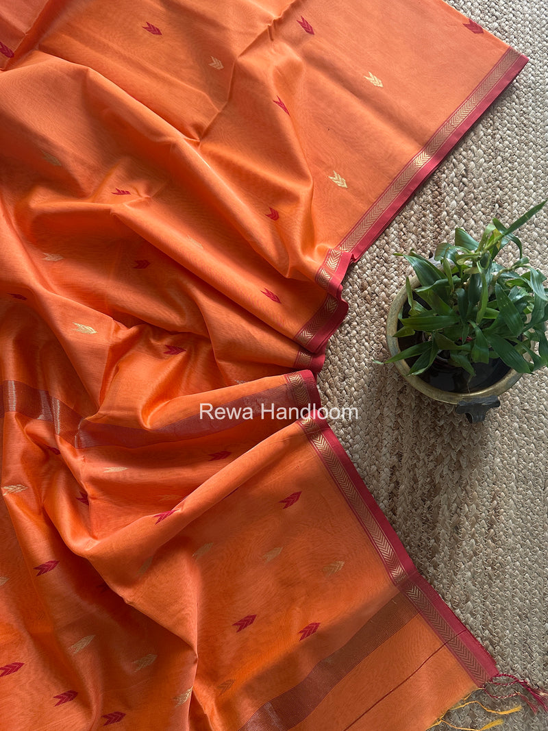 Dark Peach V Butti Maheshwari Saree VBS063