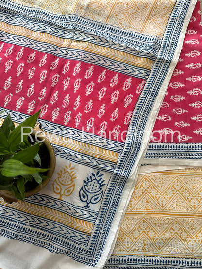 Pink-Yellow Indigo Bagh Print Suit- BCI012