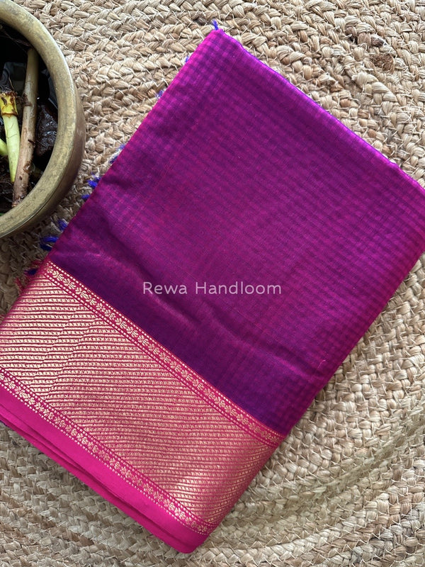 Exclusive Maheshwari 75% Silk Dark Magenta Saree SS028