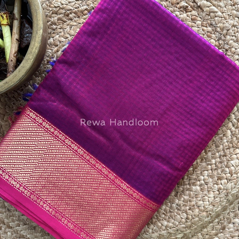 Exclusive Maheshwari 75% Silk Dark Magenta Saree SS028
