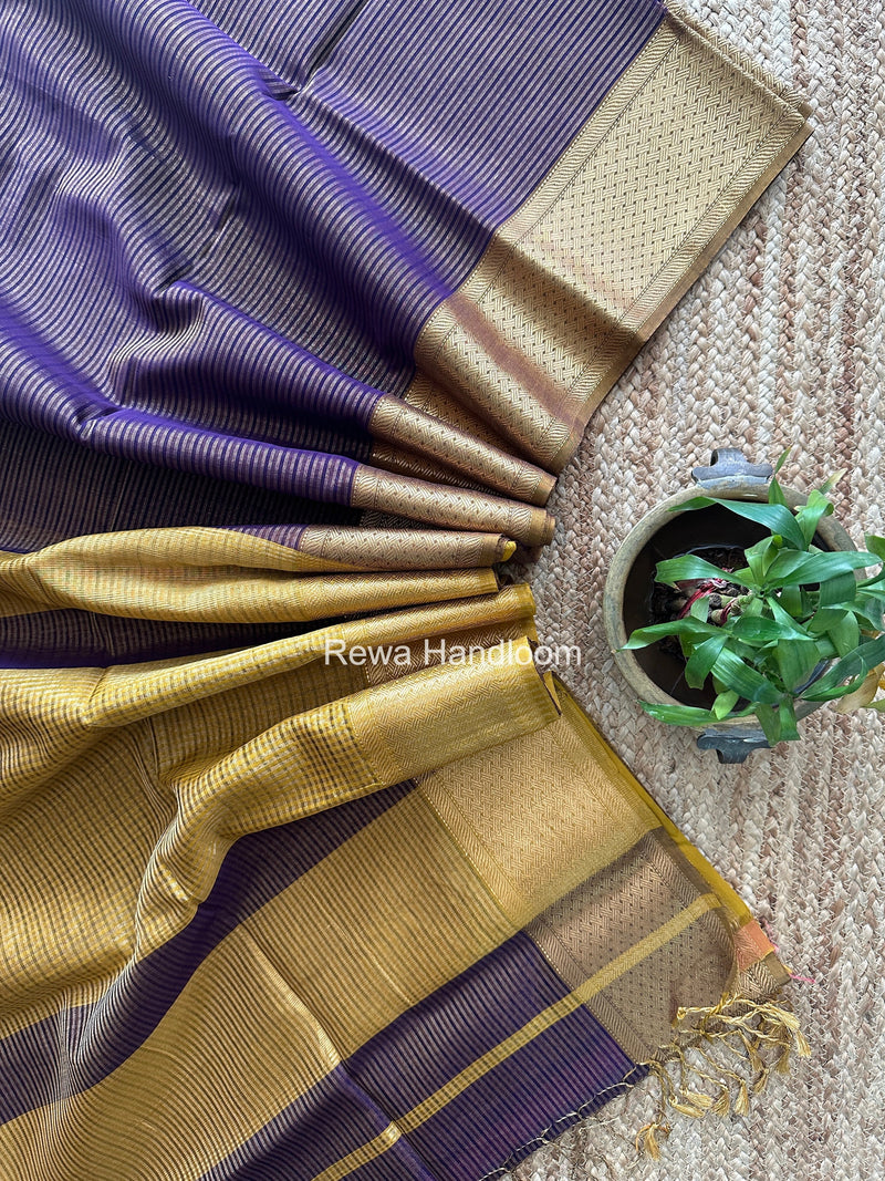 Exclusive Maheshwari Violet Tissue Silk Saree ZTS0188 Rewa Handloom