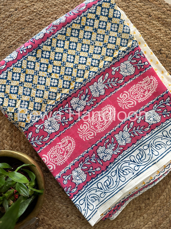 Pink-Yellow Indigo Bagh Print Suit BCI011