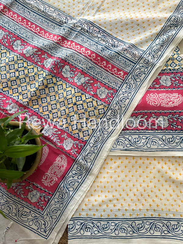Pink-Yellow Indigo Bagh Print Suit BCI011