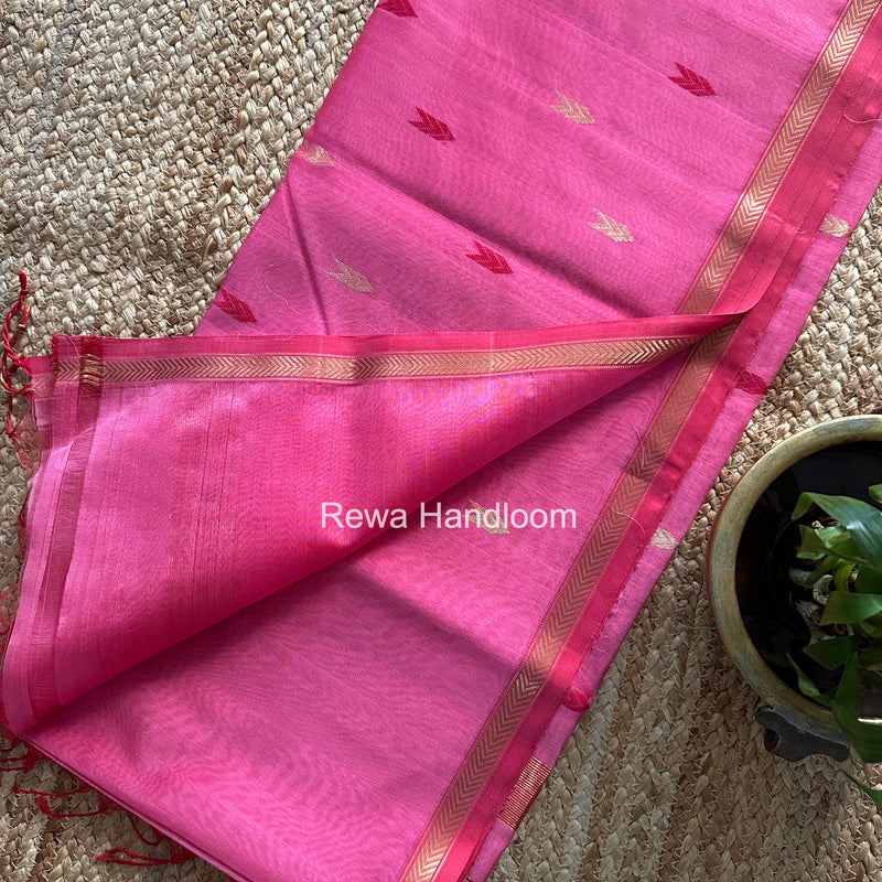 Pink V Butti Maheshwari Saree VBS061