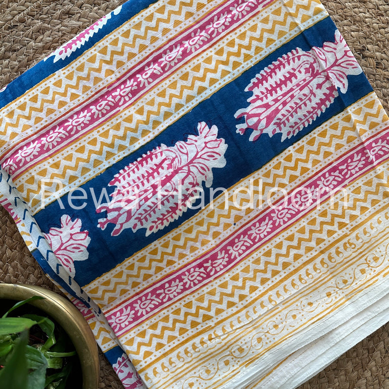 Yellow-Blue Indigo Bagh Print Suit BCI07