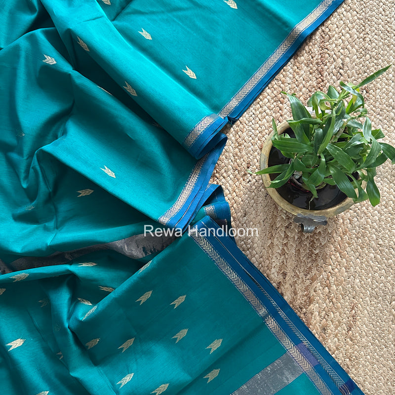Green V Butti Maheshwari Saree VBS059