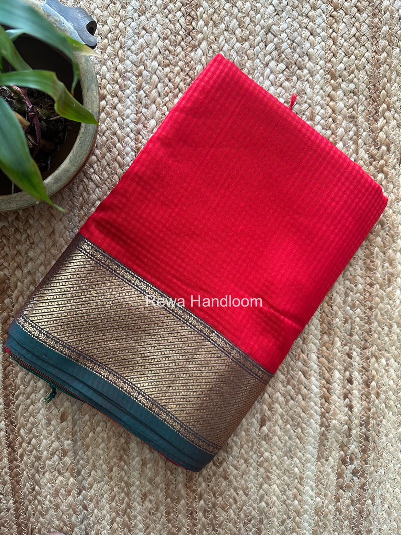 Exclusive Maheshwari 75% Silk Red Saree SS042