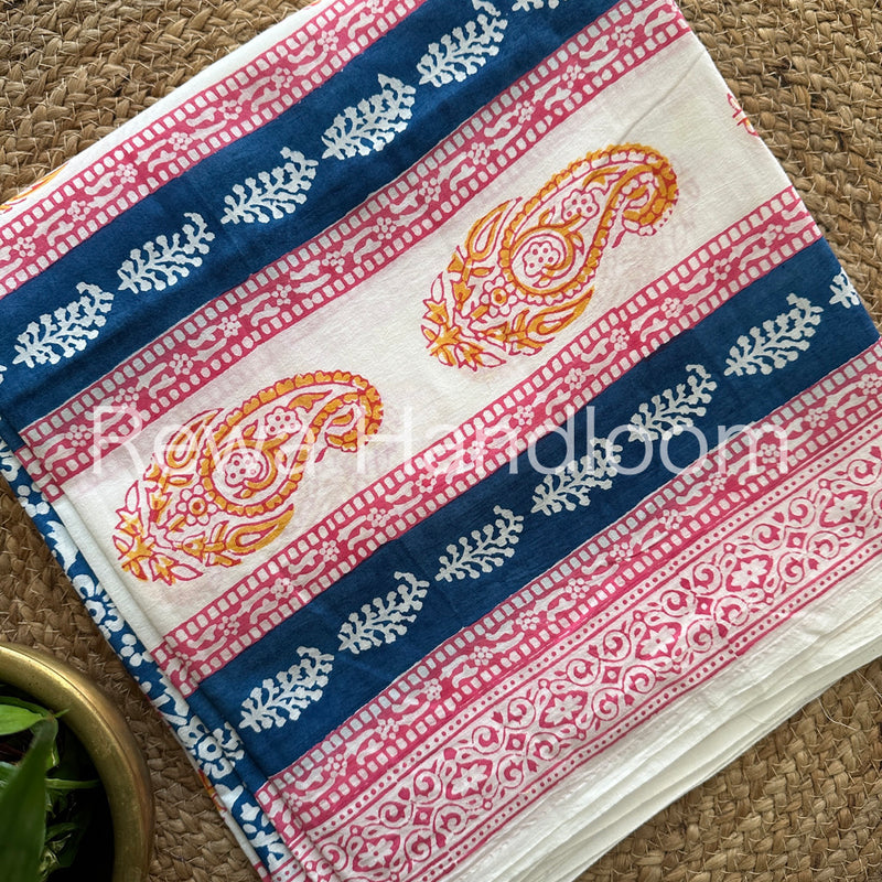 White-Blue Indigo Bagh Print Suit BCI06